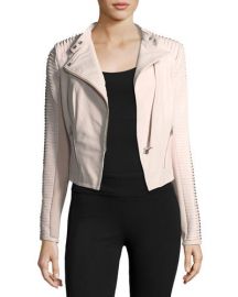 LaMarque Stripped Leather Motorcycle Jacket at Neiman Marcus